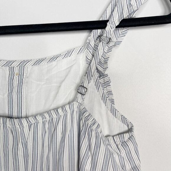 Abercrombie Kids Girls 13/ 14 White Blue Striped Ruffle Jumpsuit Cinch Pocket - Picture 9 of 12